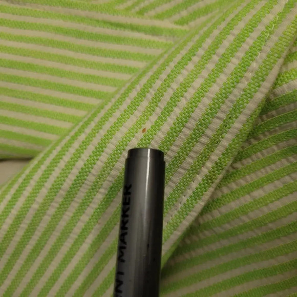 Lafayette 148 New York Womens Blazer Jacket 10 Lime Green Striped Cotton Linen - Picture 5 of 10